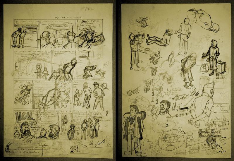 Эрже. Скетчи историй Тинтина. 1930-е. Источник tintinology.poosk.com