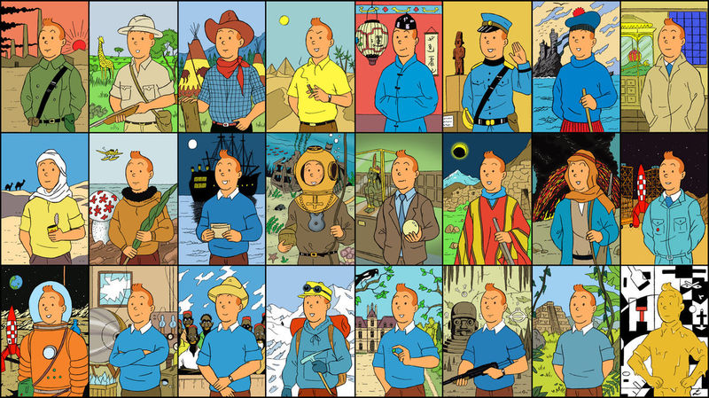 Все ипостаси Тинтина. 1929–1986. Источник: ndioblack619.deviantart.com