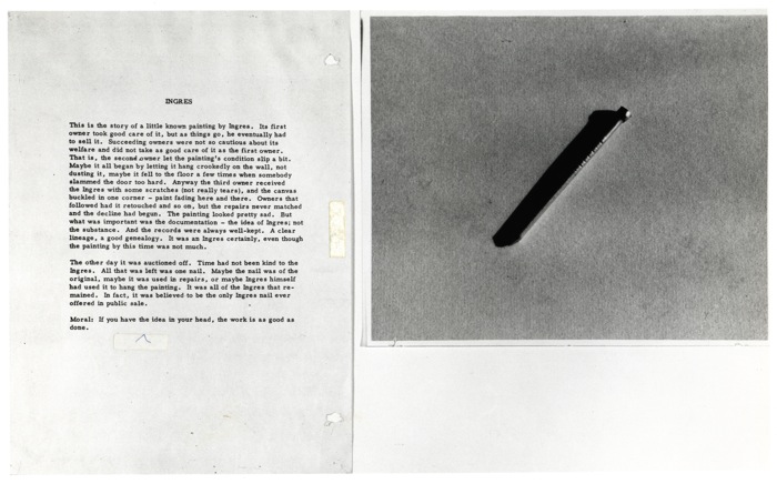 Джон Балдессари. Энгр и другие притчи (Фрагмент). 1971. 10 черно-белых фотографий и 10 машинописных листов. Courtesy автор