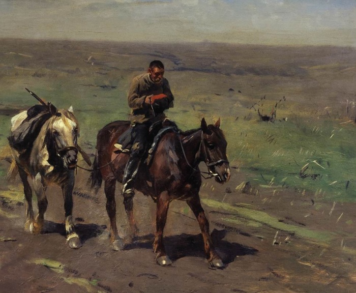 Митрофан Греков. В отряд к Буденному. 1923. Фанера, масло. Государственная Третьяковская галерея, Москва