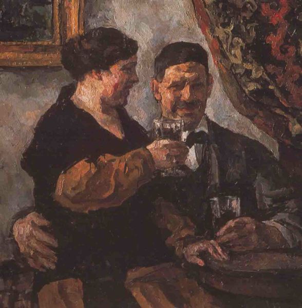 Петр Кончаловский. Автопортрет с женой. 1923. Холст, масло. Государственная Третьяковская галерея, Москва. В 1924 году эта работа выставлялась в Павильоне СССР на 14-й Венецианской биеннале.