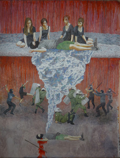 Давид Чичкан. Предсмертный трип. 2012. Холст, масло. Демонстрируется в рамках проекта «Аут 3. Сны наяву» в Национальном музее Тараса Шевченко, Киев. Соurtesy «Клиника Дорошенко Грищенко»