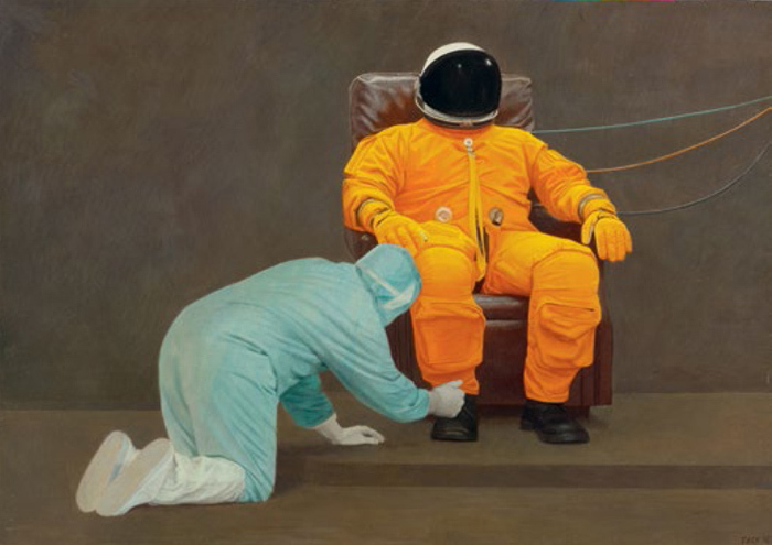 Таисия Короткова. Из серии «Технология». 2008. Дерево, левкас, темпера. Продана за €7 тыс. Courtesy VLADEY